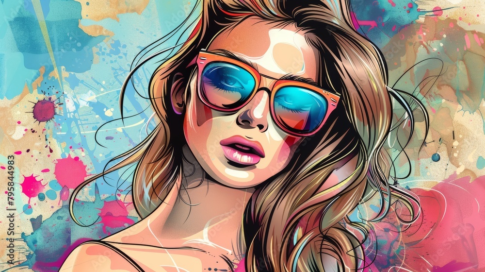 Doodle style Beautiful Cool Model Backdrop Background Wallpaper