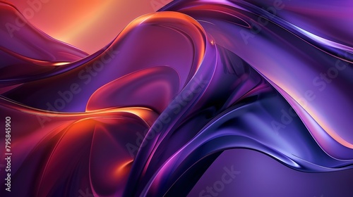 Dark purple scene, curve effect, in the style of light violet and light orangeA Swirling Abstraction in Deep Purple, Light Orange, and Sky Blue with Ultra-Fine Details photo