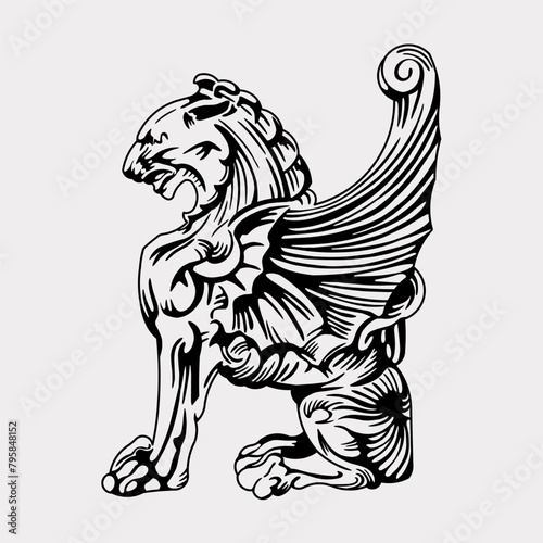 The griffin lion eagle statue sclupture vector illustration