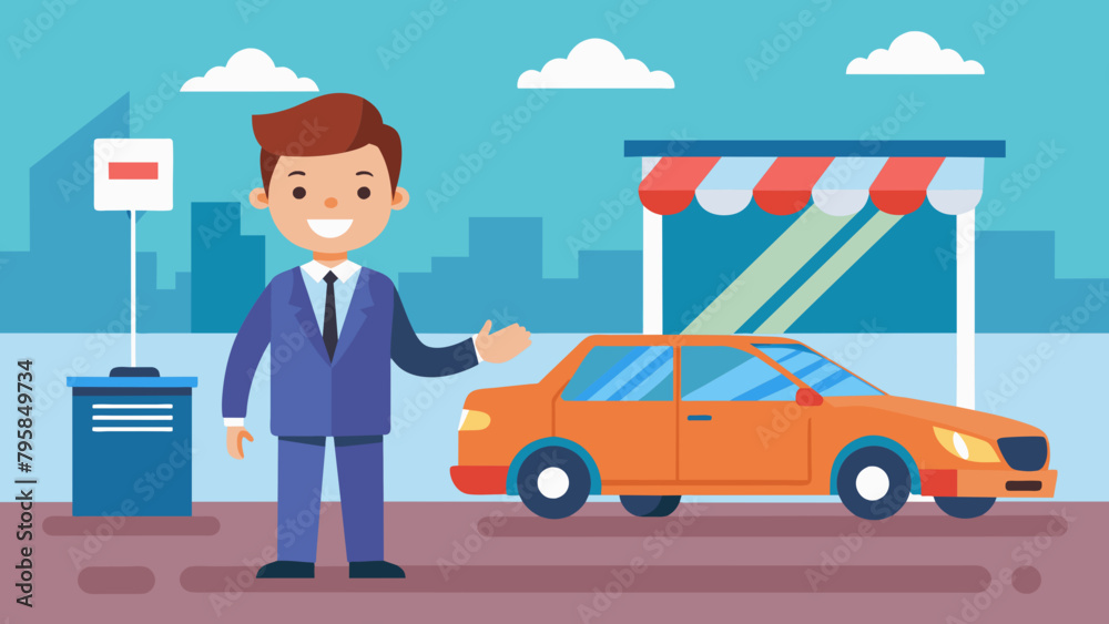 A car salesman cartoon vector illustration A car salesman cartoon vector illustration