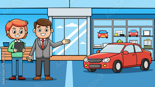 A car salesman cartoon vector illustration