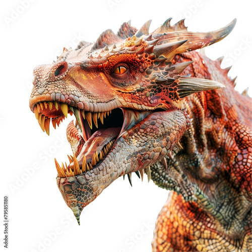 Half body  agressive dragon in close up  Isolated on Transparent Background  PNG