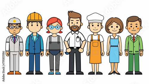  people of different professions military journal cartoon vector illustration