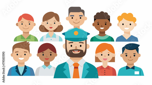  people of different professions military journal cartoon vector illustration