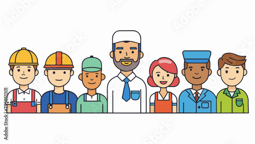 people of different professions military journal cartoon vector illustration