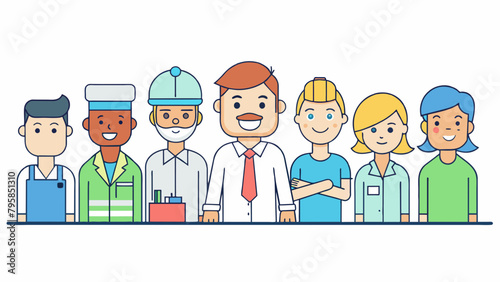  people of different professions military journal cartoon vector illustration