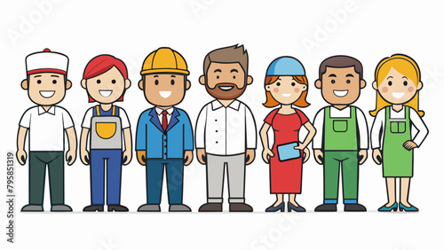  people of different professions military journal cartoon vector illustration