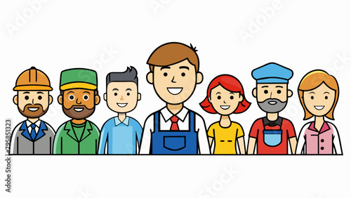  people of different professions military journal cartoon vector illustration