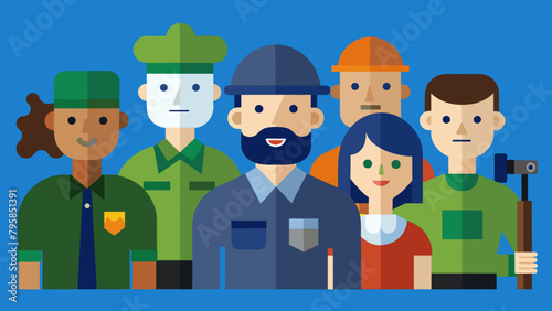  people of different professions military journal cartoon vector illustration