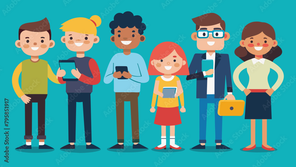 people and gadgets group of students cartoon vector illustration people and gadgets group of students cartoon vector illustration