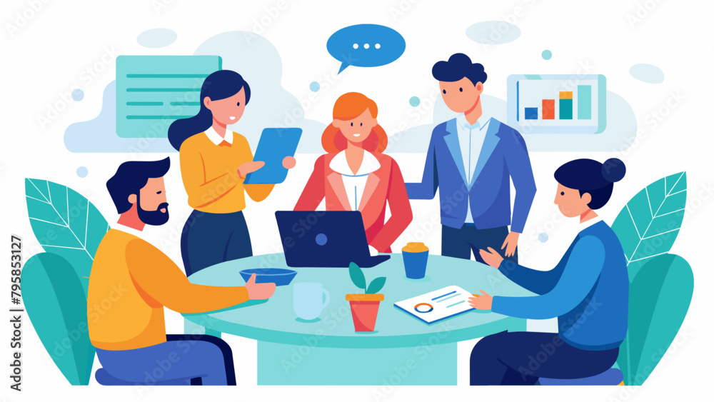 meeting business people teamwork discussion cartoon vector illustration
