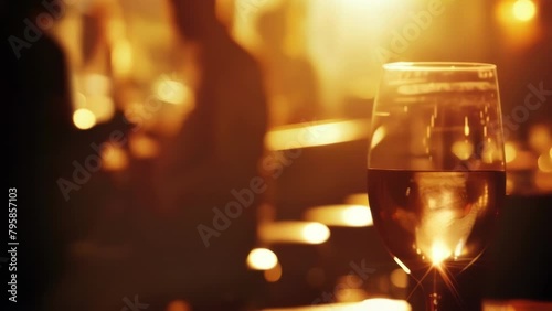 As the music envelops the room the defocused silhouettes of wine glasses bar stools and hazy figures sway to the smooth rhythms adding to the intimate and buzzing ambiance of this . photo