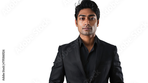 Indian Men in Black Suit on transparent background photo