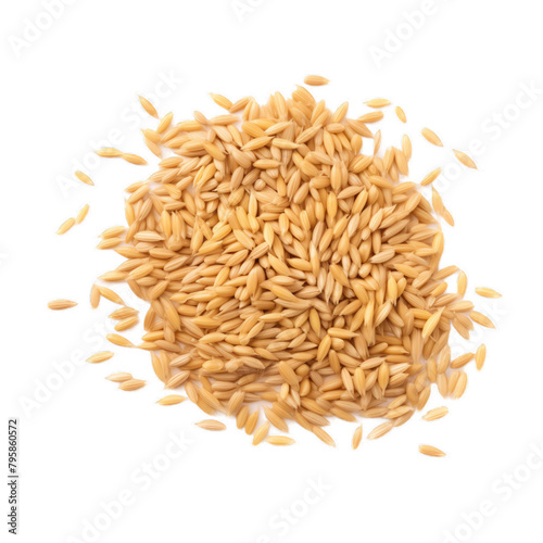 barley groats scattered on a white background
