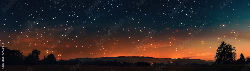 The night sky is full of stars.