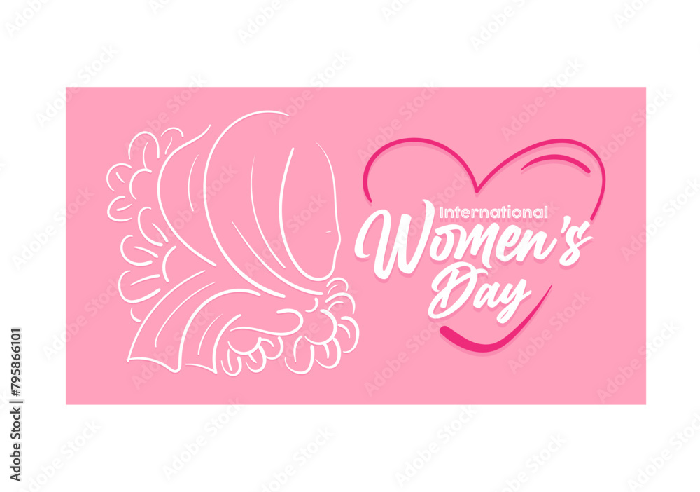 International Women's Day 8 march with frame of flower and leaves , doodle art style. International Women's Day 8 march with frame of flower and leaves , doodle art style.