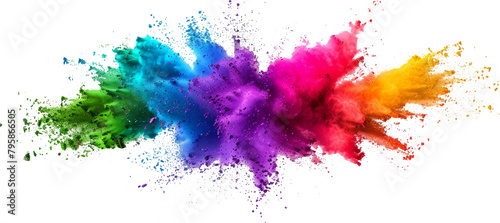 Colorful explosion of powder on transparent background