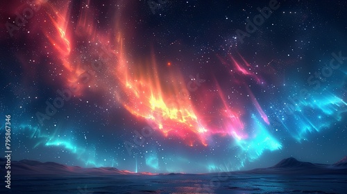 Background illustration of a night sky with a fantastic aurora --ar 16:9 --stylize 750 Job ID: 176319a4-14b8-48e8-b86b-117e35bc8201