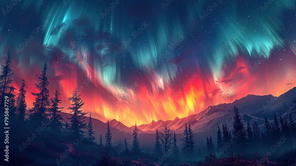 Background illustration of a night sky with a fantastic aurora --ar 16:9 --stylize 750 Job ID: 2e85e5c7-16a9-4cfc-b44a-9fd2ce9691b5 Background illustration of a night sky with a fantastic aurora --ar 16:9 --stylize 750 Job ID: 2e85e5c7-16a9-4cfc-b44a-9fd2ce9691b5