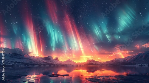 Background illustration of a night sky with a fantastic aurora --ar 16:9 --stylize 750 Job ID: 0de5d11f-7675-4fe1-b218-9d5d4de0af82 © Jennifer