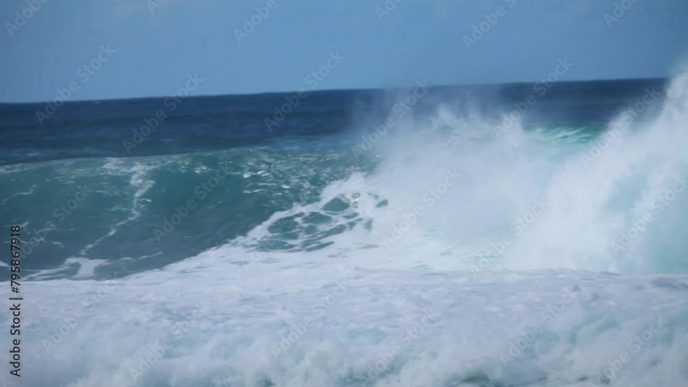 Zoomed in shot of waves crashing and panning left Zoomed in shot of waves crashing and panning left