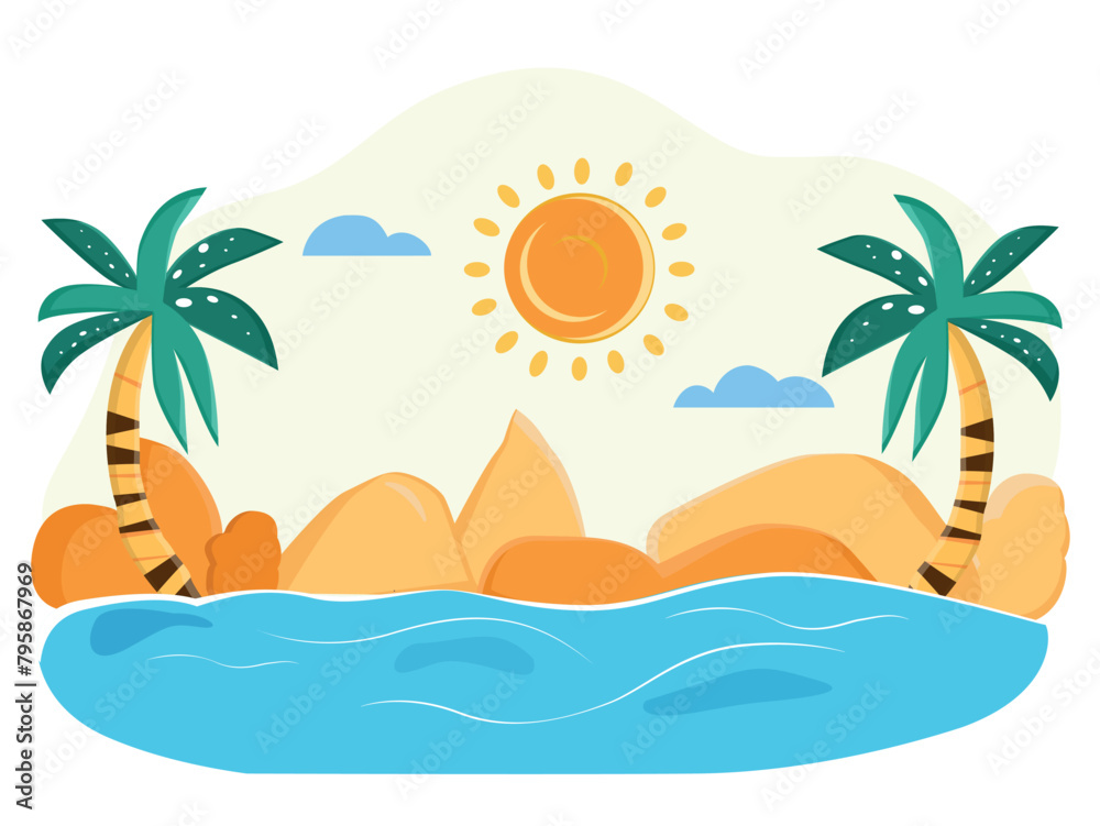 Obraz premium beach with palm trees summer, fun, beach