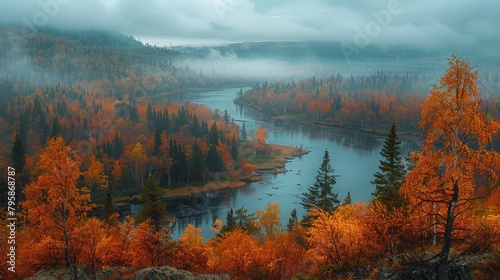 River flows amidst forest trees