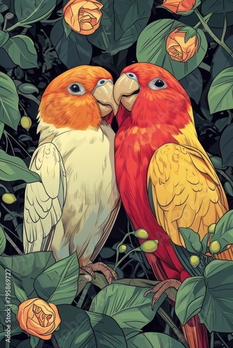 lovebird Art illustration for a book