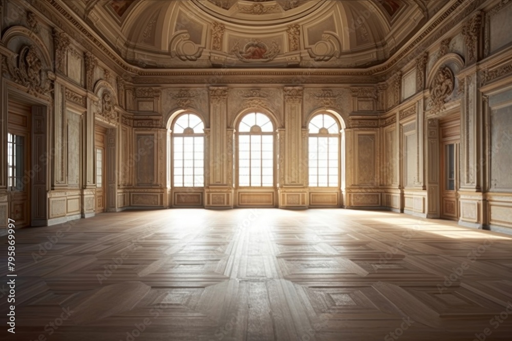 Renaissance room flooring ballroom architecture.