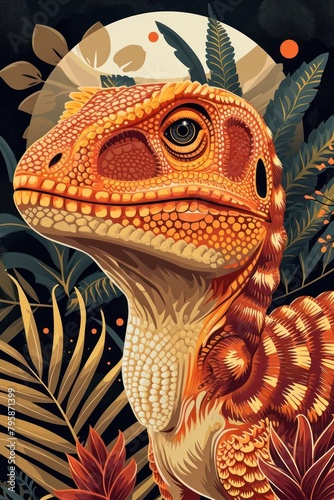orange allosaurus Art illustration for a book