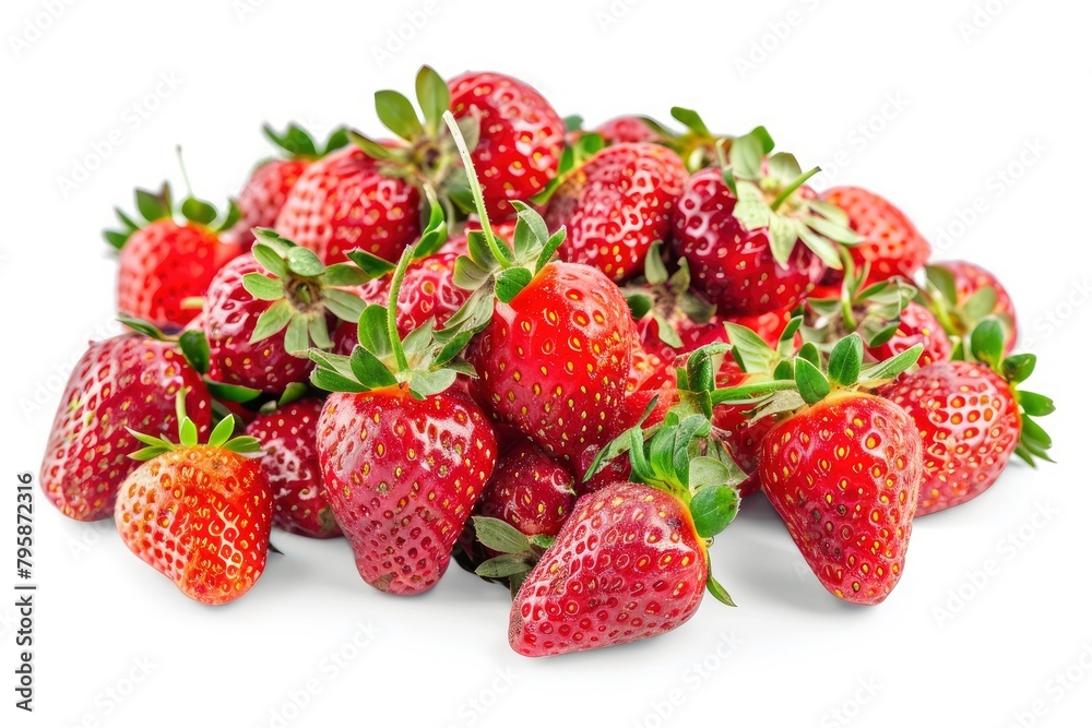 strawberries isolated on white background, clipping path, full depth of field - generative ai strawberries isolated on white background, clipping path, full depth of field - generative ai