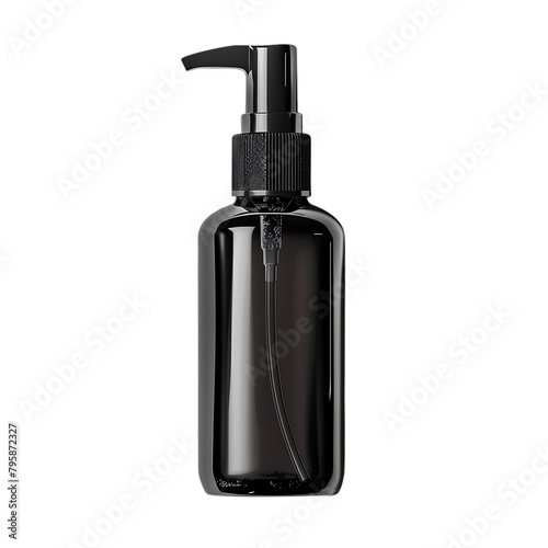 Vibrant Cosmetics Packaging Mockup: Colorful Cut Out PNG Template, black Plastic Pump Bottle Empty Refillable Liquid Container 