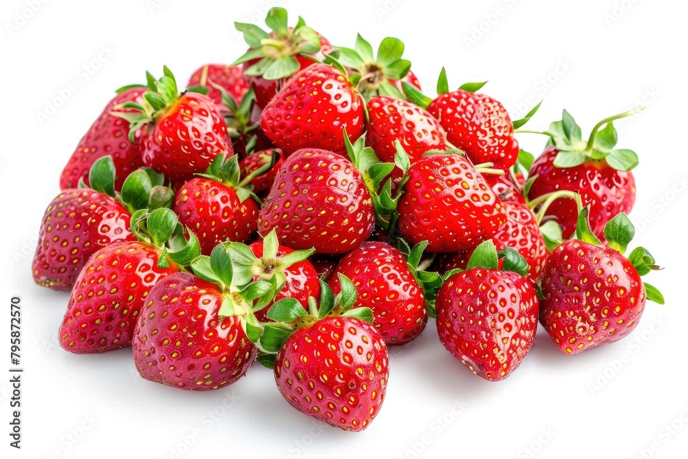 strawberries isolated on white background, clipping path, full depth of field - generative ai strawberries isolated on white background, clipping path, full depth of field - generative ai