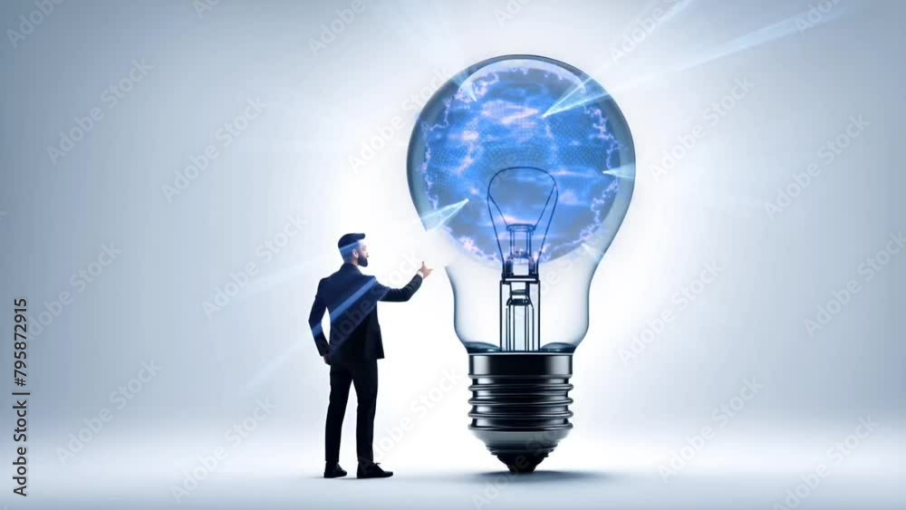 A businessman with light bulb idea