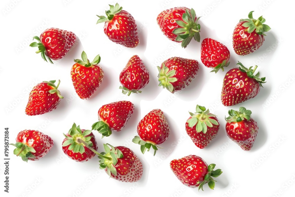 strawberries isolated on white background, clipping path, full depth of field - generative ai strawberries isolated on white background, clipping path, full depth of field - generative ai