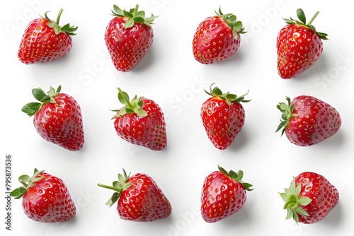 strawberries isolated on white background, clipping path, full depth of field - generative ai