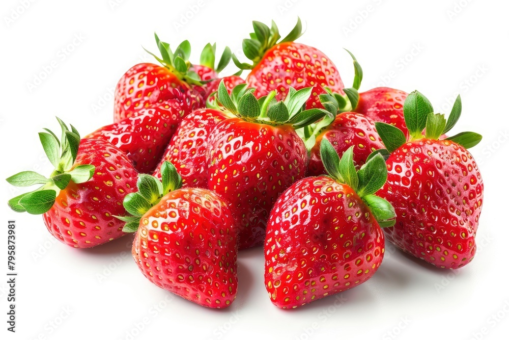 strawberries isolated on white background, clipping path, full depth of field - generative ai strawberries isolated on white background, clipping path, full depth of field - generative ai