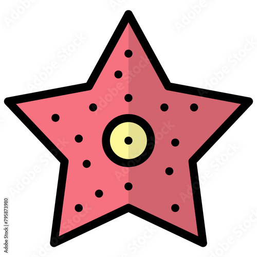 starfish icon illustration design with outline