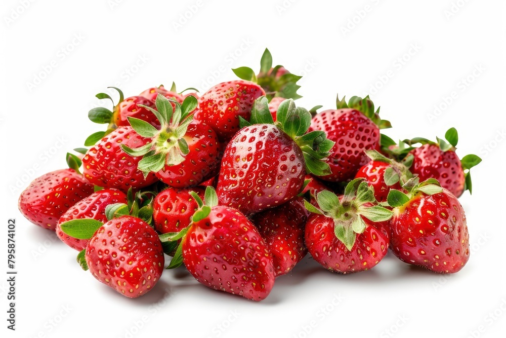 strawberries isolated on white background, clipping path, full depth of field - generative ai strawberries isolated on white background, clipping path, full depth of field - generative ai