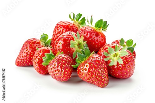 strawberries isolated on white background  clipping path  full depth of field - generative ai