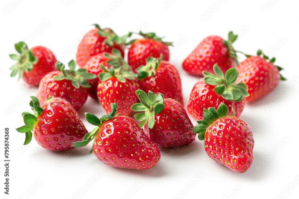 strawberries isolated on white background, clipping path, full depth of field - generative ai strawberries isolated on white background, clipping path, full depth of field - generative ai