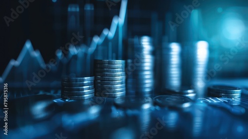 marketing finance business background and stack of coins