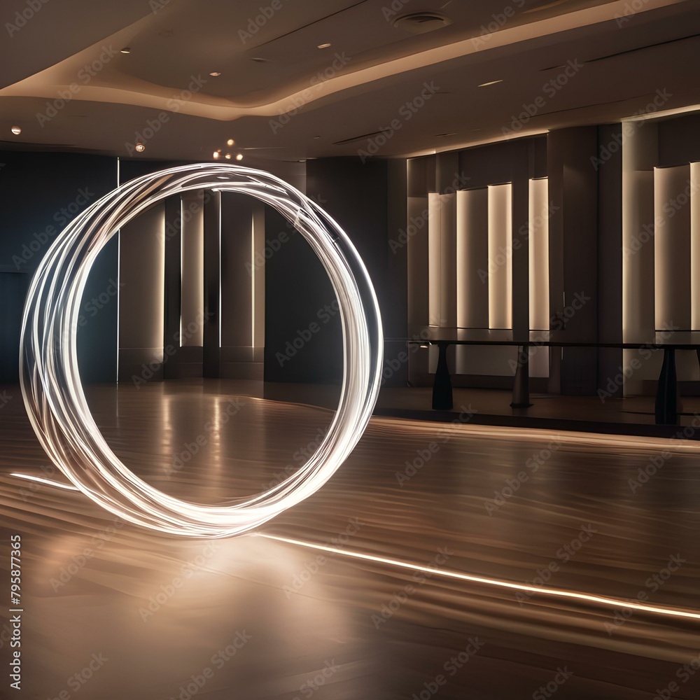 Obraz premium Spheres of light moving and interacting in a choreographed dance of motion and light, creating a mesmerizing visual effect5