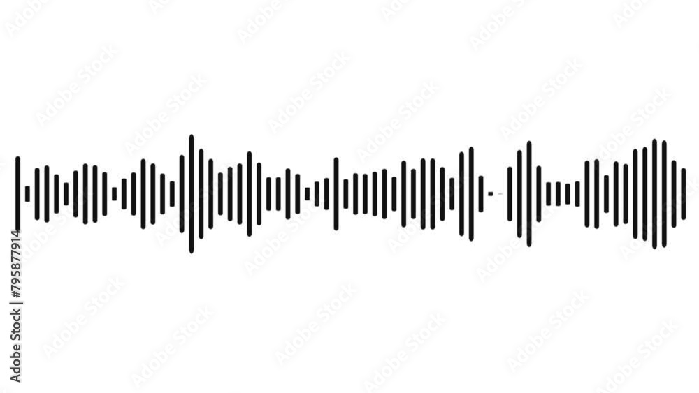 Waveform Audio with Black sound waves background, Animated sound wave spectrum animation,
White and black audio visualization. frequency soundtrack, equalizer soundtrack, waveform soundtrack,