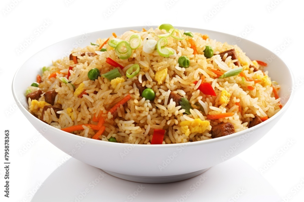 Fried rice plate food white background Fried rice plate food white background
