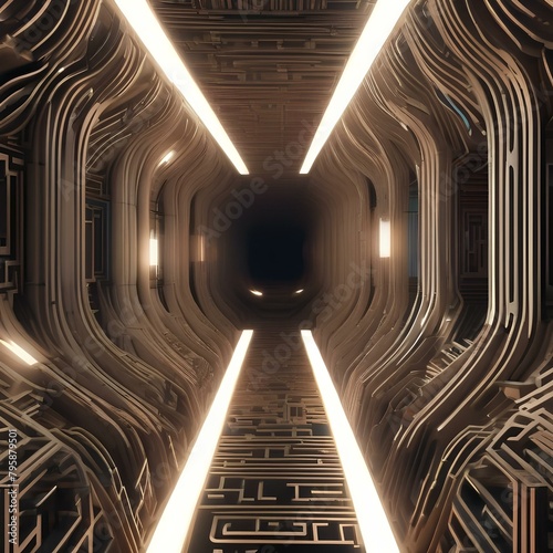 A three-dimensional maze of interconnected tunnels and pathways, shifting and changing with each moment5 photo