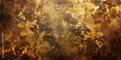 A painting of a wall with a gold and brown color scheme