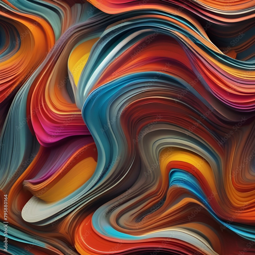 Fototapeta premium Vibrant colors blending and swirling in a three-dimensional space, creating a sense of energy and vitality4