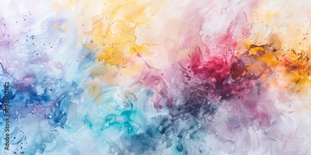Dancing Colors: A Lively Painting with a Colorful Background, Energized by Artful Splatters of Paint.