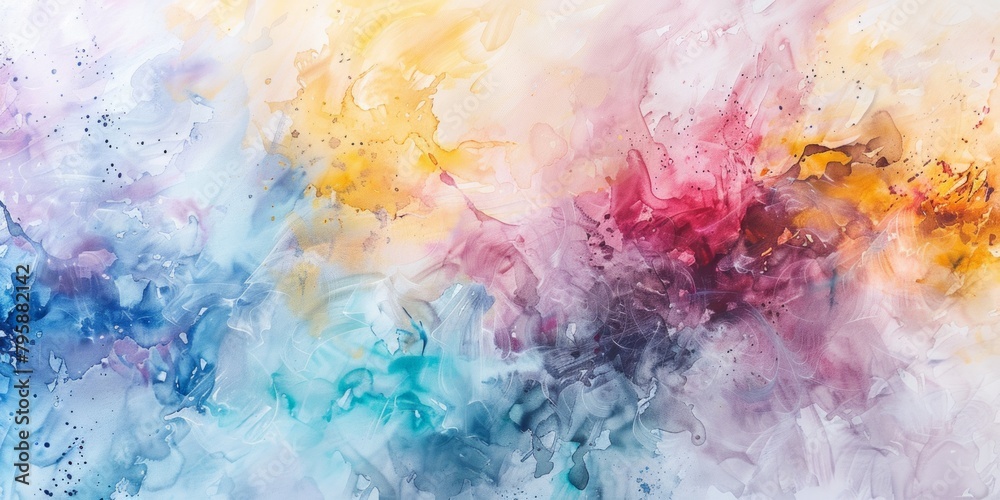 Fototapeta premium Dancing Colors: A Lively Painting with a Colorful Background, Energized by Artful Splatters of Paint.